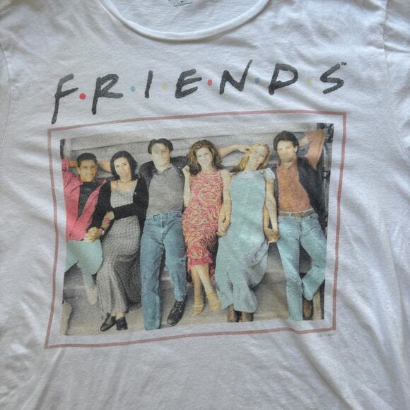 Old Navy Friends Cast Photo Graphic Tee White XL Unisex Relaxed Fit - Picture 5 of 6